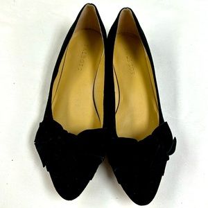 Talbots black suede bow flats gold detail heel gently used size 9.5 women’s